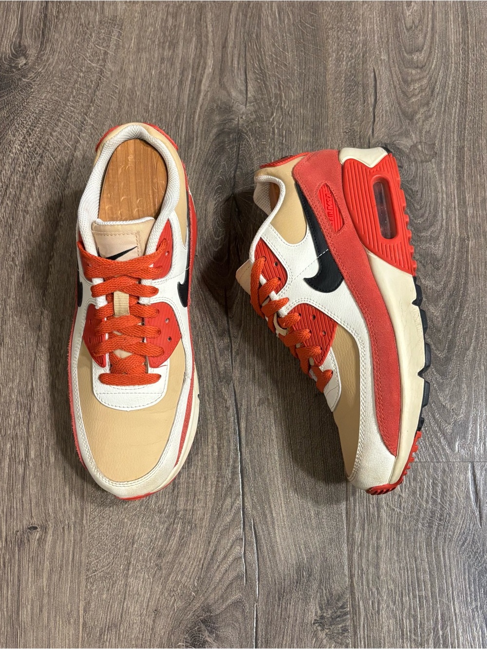 Nike Youth Air Max 90 LTR "Sesame/Red Clay" Sneakers size 6 Youth 8 Women’s